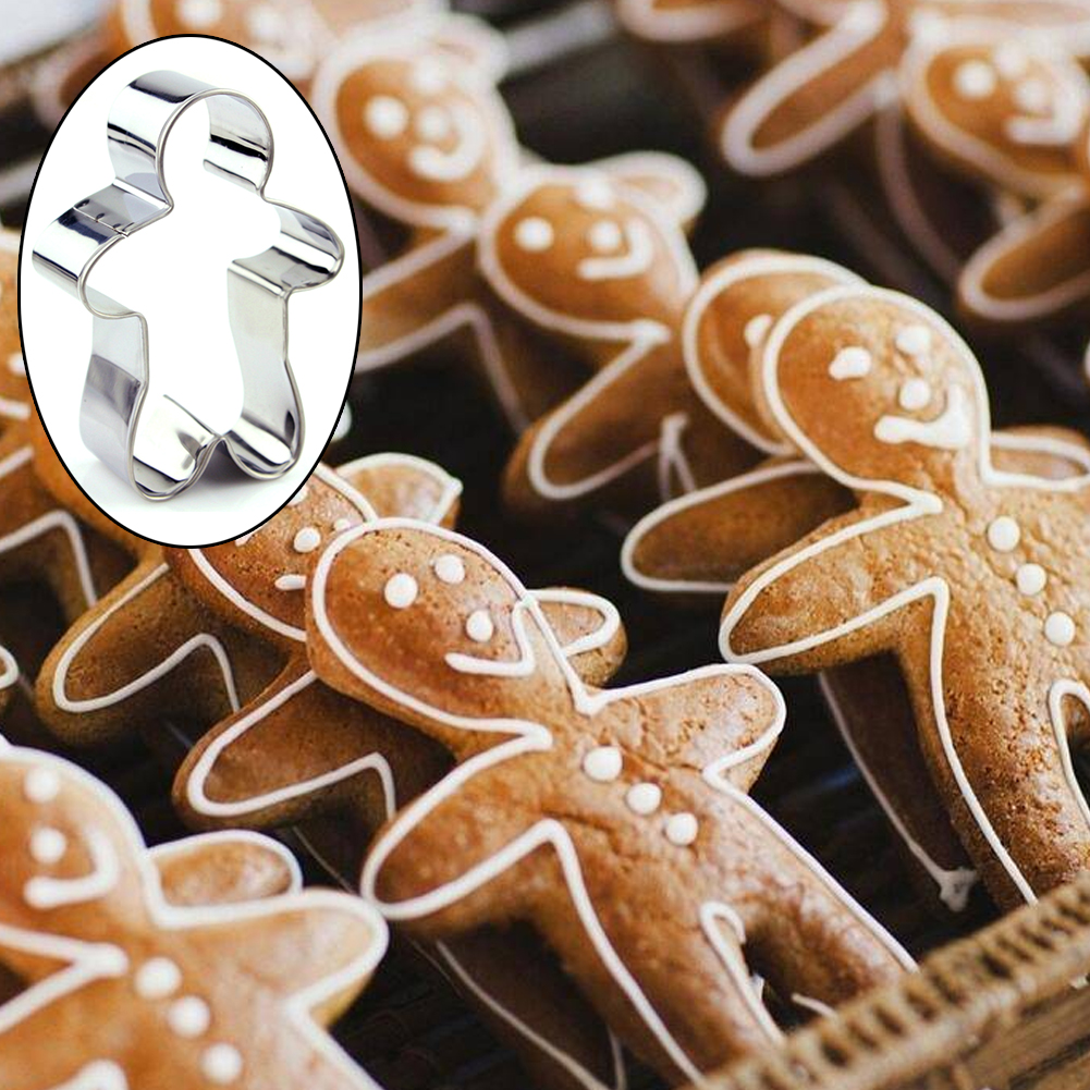 US 3Pcs Christmas Gift Gingerbread Man Baking Mold Cutter Cookie Stainless Steel