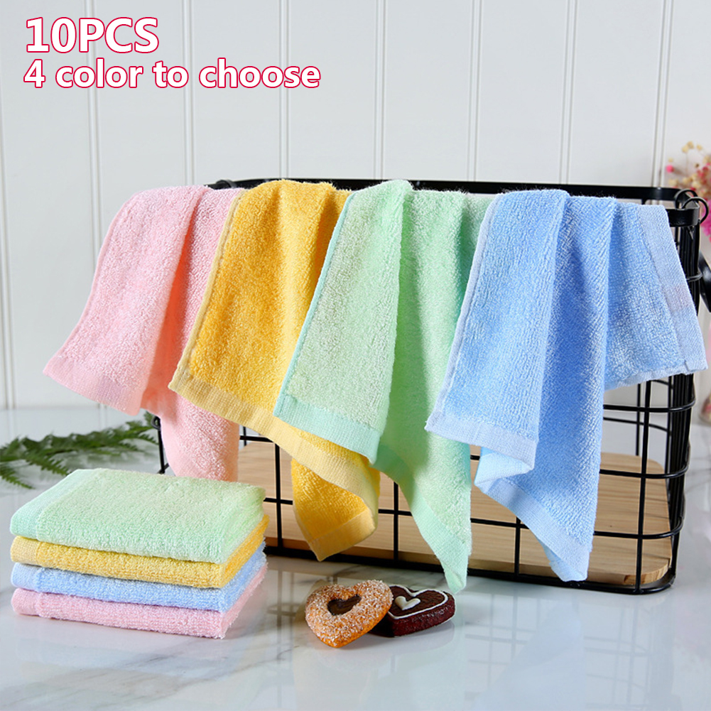 10pcs Washcloth Square Small Saliva Home Bamboo Fiber Towel Baby Solid Soft 