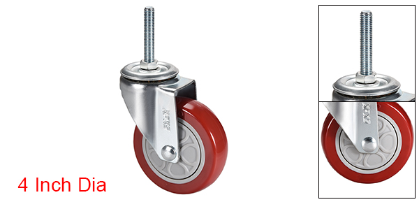 sourcing map Swivel Caster Wheels PU Caster 4 Inch Dia Wheel M12 x 60mm Threaded Stem 286lb Capacity 4pcs