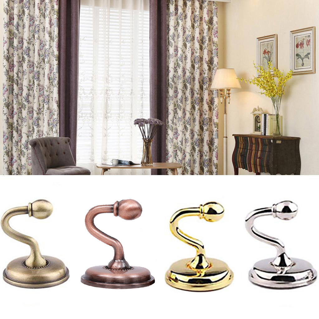 WINOMO 2pcs Metal Curtain Crystal Ball Vintage Wall Mount Hooks for Home Decor 