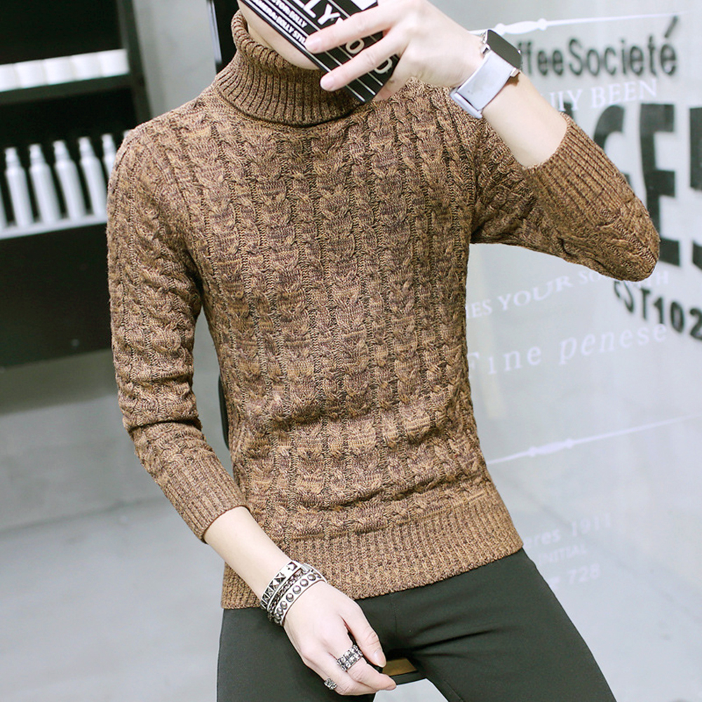 WINJUD Mens T-Shirt Spring Autumn Turtleneck Solid Colour Stretch Slim Fit Pullover Casual Long Sleeve Bottoming Top