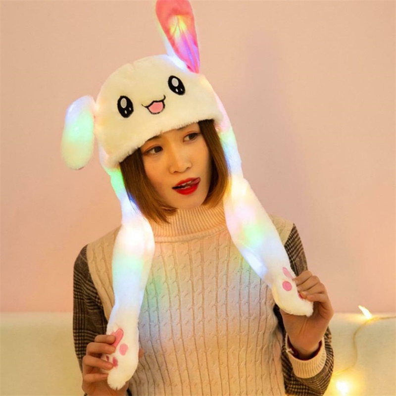 Rabbit Hat Luminous Bunny Hat Cute Animal Hat Ear Moving Plush