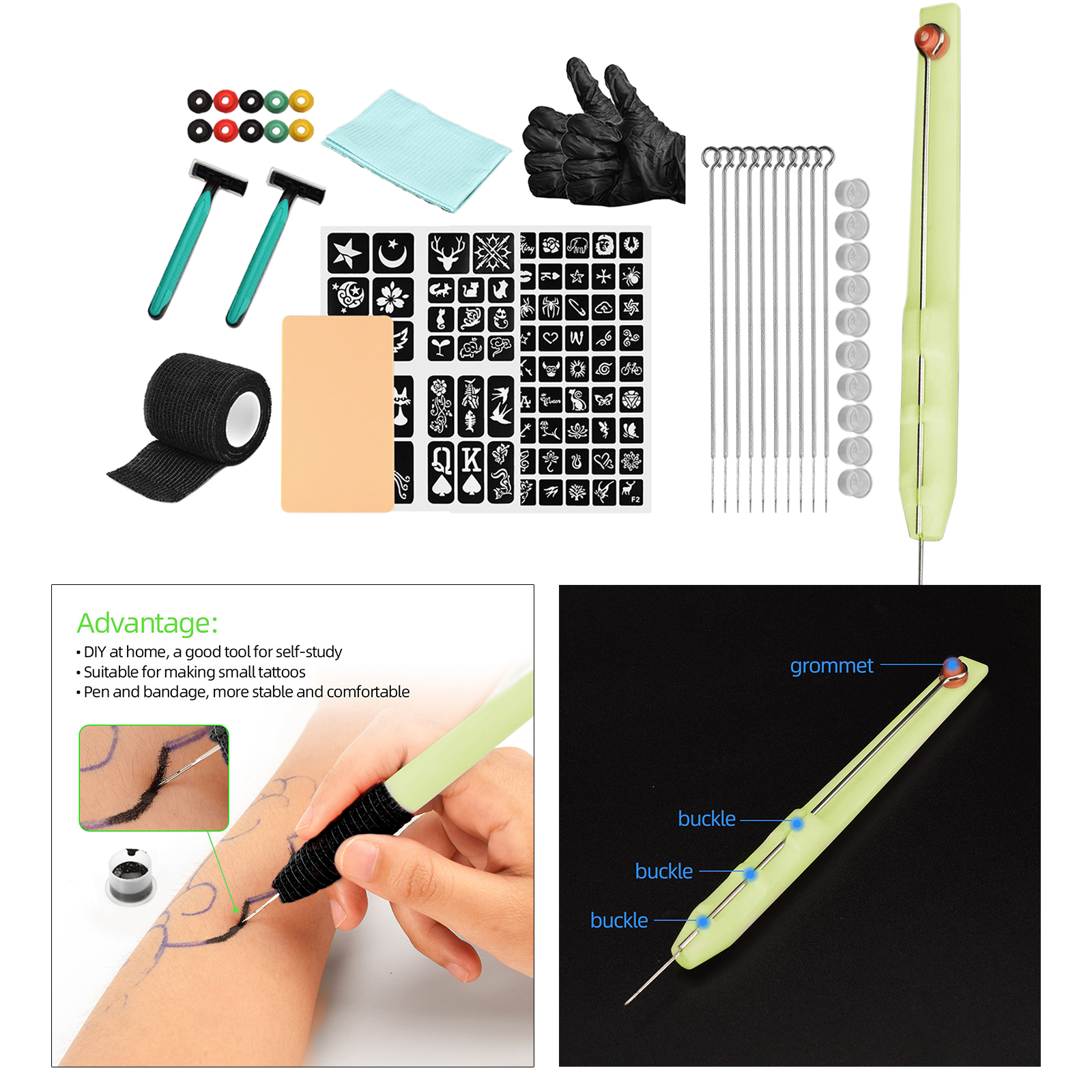 Needles and Poke Tattoo Tool Kit - Clean & Safe Hand Poke Tattoos - DIY Tattoo Tool Kit Easy to Operate