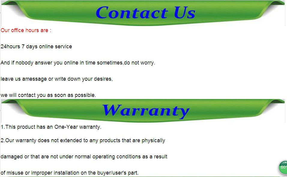 contact us warranty