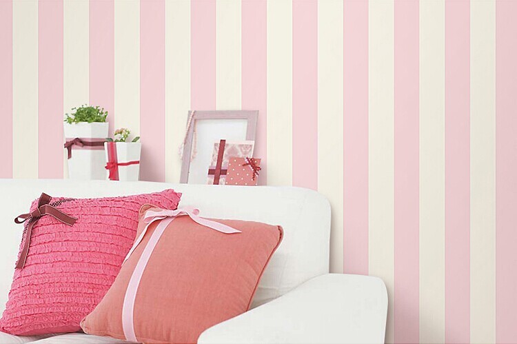 Cozy Bedroom Vinyl Wallpaper Blue White Stripe Wall Paper