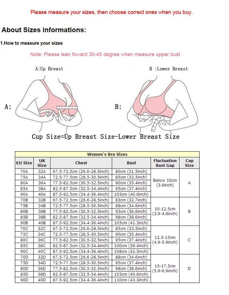 Bra size chart