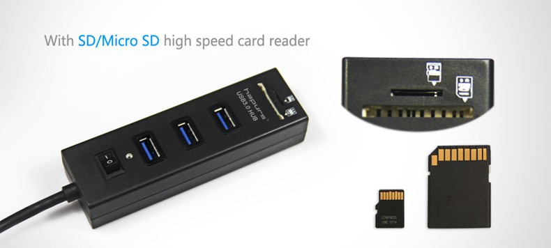 USB 3_0 HUB 3-Ports with Card Reader HPUHR01 7904
