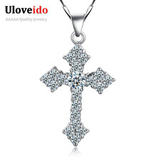 60% off Promotion Unisex Crosses Women/Men Stone Pendants Chain 925 Sterling Silver Cross Necklace Christmas Gift Ulove N687