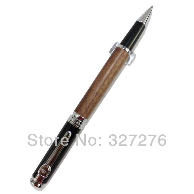 Noble Jinhao 8802 Brown wood rollerball pen with black cap
