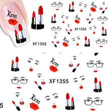 1 sheets Sexy Lips Kiss Design Nail Art Water Transfer Stickers Decals DIY Beauty Decal Nail