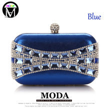 MODA Glass Diamond Evening Bags Elegant Blue Black Gold Silver Clutch Handbags Shoulder Bag Club Prom Party Wedding Bridal Purse