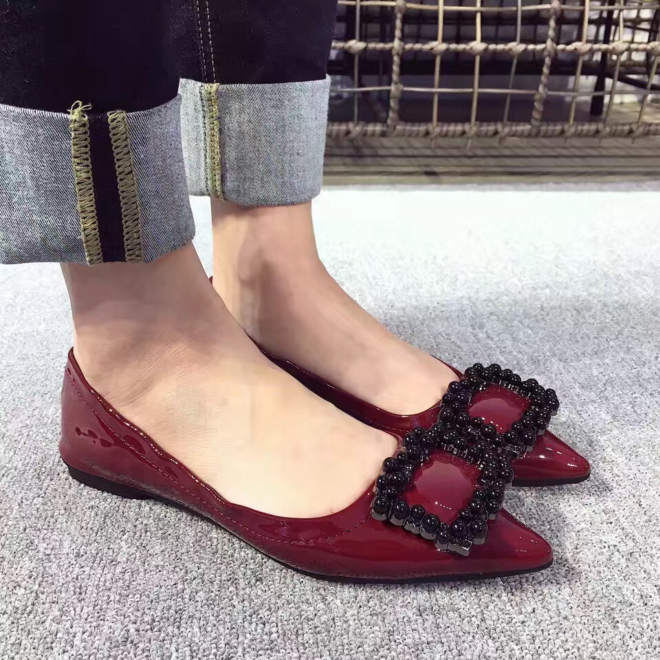 burgundy patent flat shoes