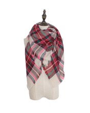 Woman Warm Mint Knit Snug Tartan Fringe Blanket Scarf American Style MutifuNctional Shawl With High Quality Comfortable Warm
