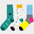 New happy socks gentlemen fashion cotton colorful Quilted Jacquard line hit color business Leisure men s