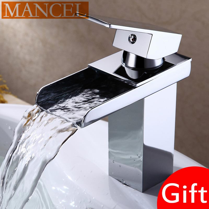 MANCEL Solid Brass Basin Faucet Hot&Cold Water Tap Single Handle Wash Chrome Finish Waterfall Bathroom Sink Mixer Taps With Hose MANCEL Solid Brass Basin Faucet Hot&Cold Water Tap Single Handle Wash Chrome Finish Waterfall Bathroom Sink Mixer Taps With Hose