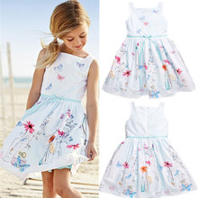 hot girls dress children’s clothing white strap dress Students wear fashion pleated dress silk Leisure dress Free Shipping