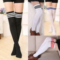 Women Ladies Thigh High Cotton Stockings Leggings Patchwork