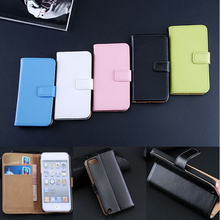 1pcs for apple touch5 Genuine Real Leather Case Cover Flip Wallet Stand Phone Pouch Accessories Card