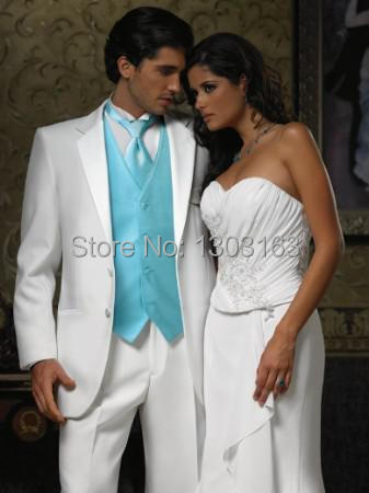 2014 Men Suits Custom Made White Groom Tuxedos Two Buttons Groomsmen Suit Free Shipping Men's Wedding Suits free shipping