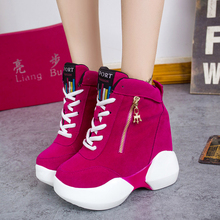 2015 autumn shoes side zipper lace up high women’s elevator shoes platform shoes female casual shoes fashion winter boots