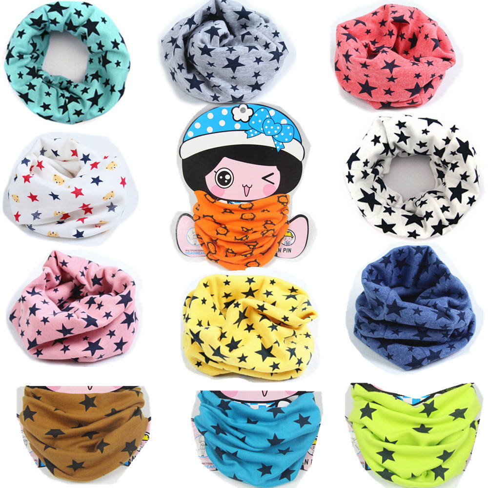 1pc 100% cotton 40*40cm baby scarf Children collar Boys and girls cartoon Kids O ring scarf child neck Scarves Retail/Wholesale