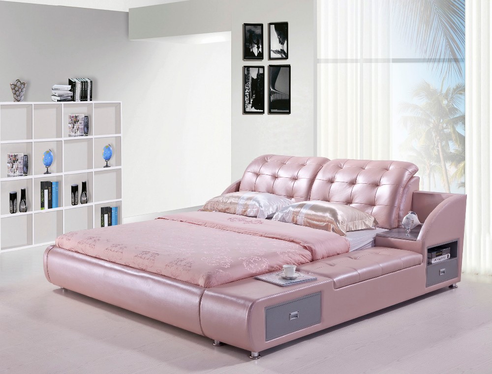 Modern Bedroom Leather Bed H809 # |Lizz Bed hot sale bedroom furniture King size leather soft ...