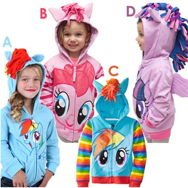 Новый 2016 My Little Pony Мальчики Девушка С Капюшоном С Крылья Мультфильм Куртка Толстовка Для Девочек Весна Осень Пальто Детская Одежда