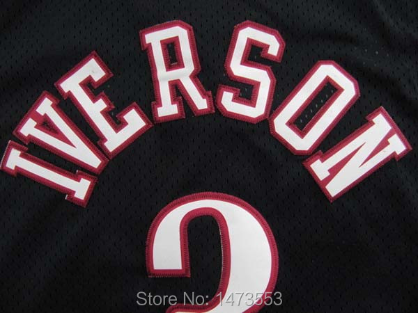 Philadelphia #3 Allen Iverson Black Throwback Jersey Sixers_01