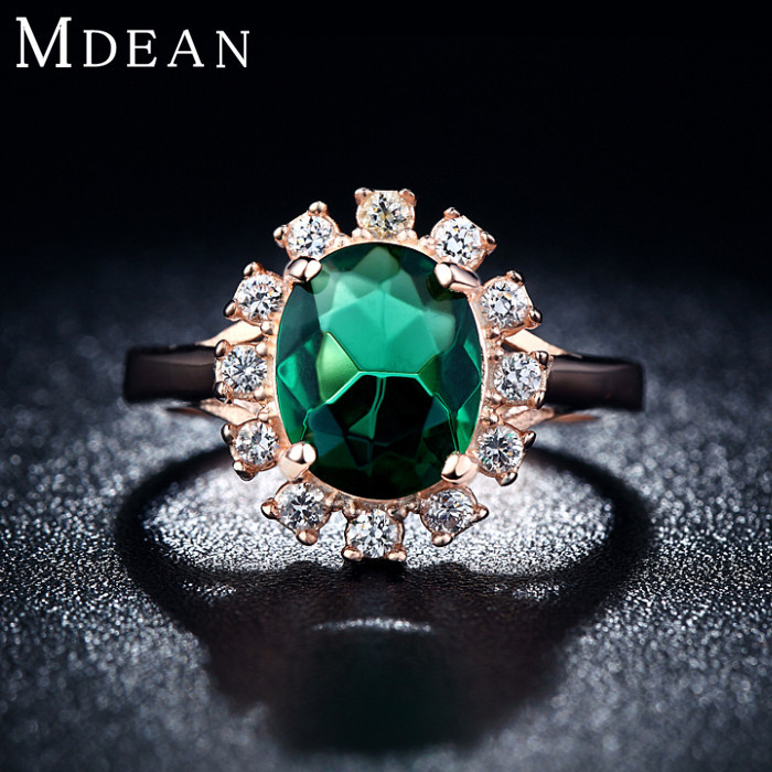 18K Rose Gold Plated Emerald Finger Rings Elegant wedding Jewelry zirconia engagement vintage Rings For Women