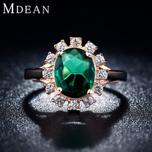 18K Rose Gold Plated Emerald Finger Rings Elegant wedding Jewelry zirconia engagement vintage Rings For Women Wholesale 18KR013