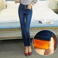 Brand Clothing Warm Jeans Womens Winter Stretch High Waist Pencil Pants Thicken Fleece Skinny Woman jeans