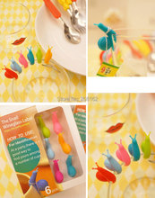 Snail Wineglass Label for Hang Tea Bag Colorful Snails Clip Silicon Gifts 6pcs in a pack