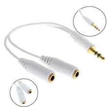 1 PCS 3.5mm Earphone Headphone Splitter Cable Adapter Jack Male to Double Female Hot Audio Cable White Color Mobile Phone Cables