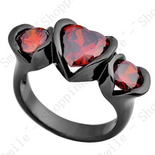 2015 Fine Jewelry Size 6 7 8 9 10 Lovely Heart Three Stone Ruby Anel Aneis