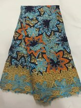 Chequer High quality african rhinestones wax lace fabric for wedding dress