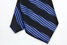 ST003 Blue Black Stripes Fashion Jacquard Woven Silk Tie Gravata Casual Neckties For Man Business Wedding
