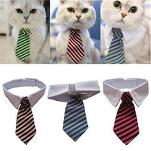 Dog Grooming Cat Striped Bow Tie Collar Pet Adjustable Neck Tie White Collar Dog Necktie Party Wedding Gravata Cachorro