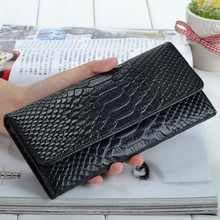 Free Shipping Serpentine Genuine Leather Bag Women Wallets Purses Female Clutch Wallet Lady Vintage Coin Purse