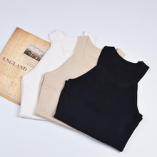 Crop Tank Top Women Cotton Knitted Tops Brandy Sleeveless Off The Shoulder High Hank Neck Fashion Casual Sexy Black White Vest