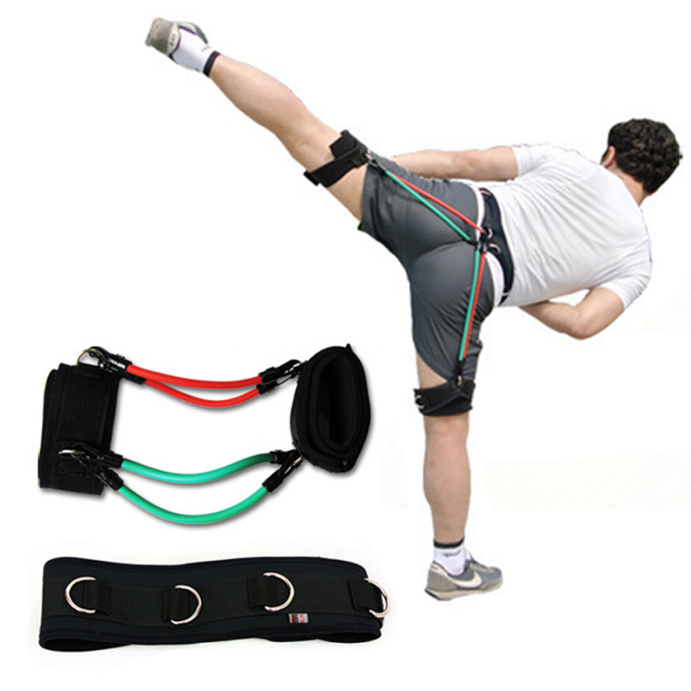 Multifunctional CrossFit Fitness Exercise Sport Equipment 4pcs Latex Tube Resistance Bands with 1pcs Waist 1pair Leg