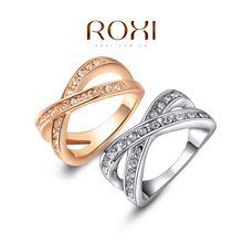 ROXI Christmas gift to girl X rings,top quality make with genuine SWR crystal, 100% hand made fashion jewelry,2010011290