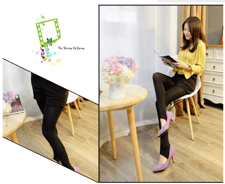 Wholesale Women Slim Warm Thick Winter Tights Wool Cashmere Dots Pantyhoses Fashion Long Stcokings_6