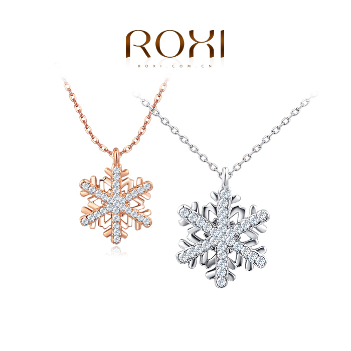 ROXI Jewelry Platinum rose gold Plated Statement Elegant Snowflake Necklace For Women Party wedding pendant