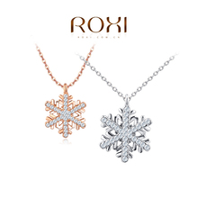 ROXI Jewelry Platinum/rose gold Plated Statement Elegant Snowflake Necklace For Women Party wedding pendant