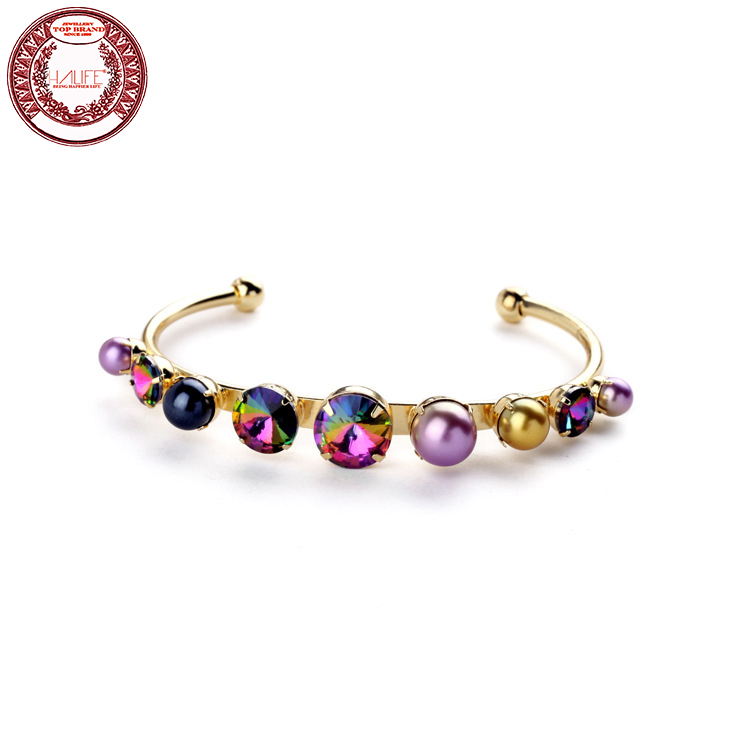 HALIFE Fashionable Women s font b Satellite b font Stones Cuff Bracelet Designer Fashion Jewelry Nickel