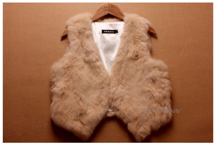 women rabbit fur vest short (17)