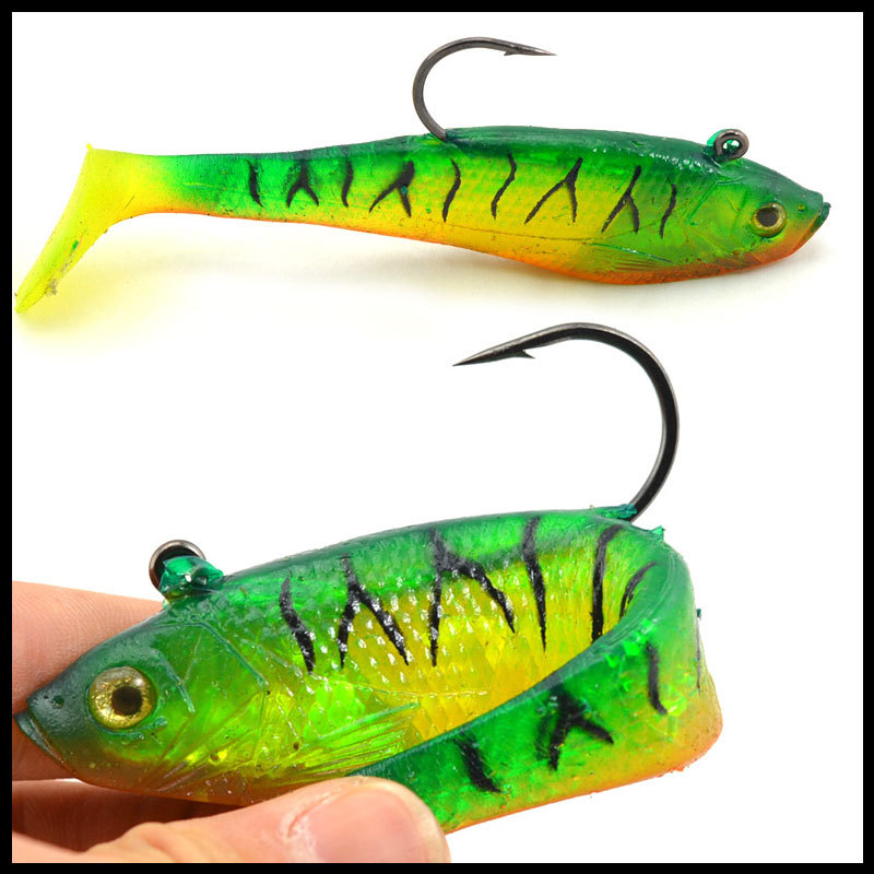 4pcs Lifelike Green Soft Silicone Fishing Lure Artificial Swimbait Bait