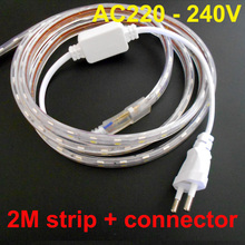 2m waterproof led strip 220V 5050 SMD 60 LED Flexible Strip Light 14.4W/M ,warm white/Cool white,60leds/m