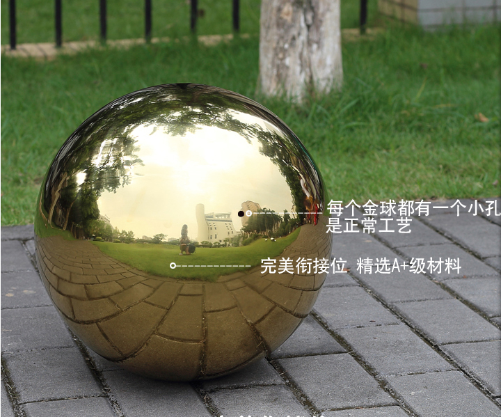 Description Picture 4 of item2pcs 75 mm in diameter Golden stainless steel ball,hollow ball,decoration ball,titanium plating,KTV,shops,bars,garden sphere