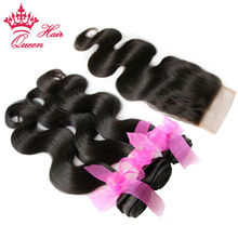 Queen Hair Products Brazilian Virgin Hair With Closure 100 Virgin Human Hair Body Wave Hair Bundles